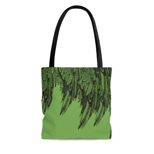 Tote Bag-Lime/Black Feather Design-Hand Drawn Detail