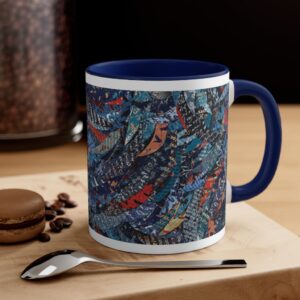 Coffee Mug-Blue Feather Design-Cambodia Detail