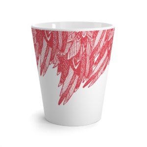 Latte Mug-Coral Feather Design-Hand Drawn Detail
