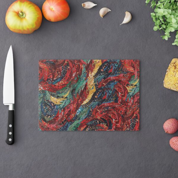 Cutting Board-Red Feather Design-Habitat Detail