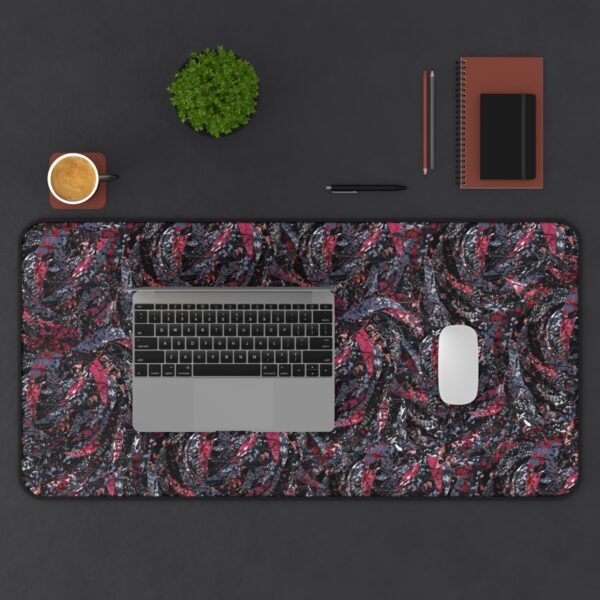 Desk Mat-Pink/Black Feather Design-Nest Detail
