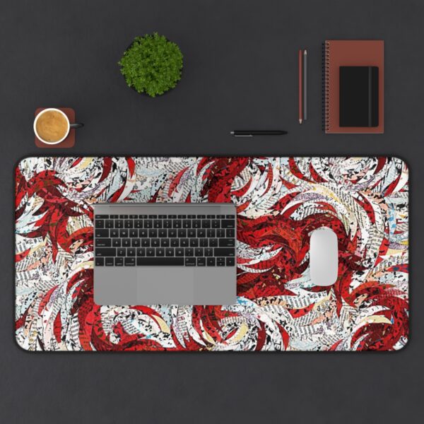 Desk Mat-Red/White Feather Design-Kansai Detail
