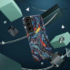 Phone Case-Impact Resistant-Blue Feather Design-Cambodia Detail - Image 4