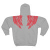 Unisex Zip Hoodie-Coral Feather Shoulder Accent-Hand Drawn Detail - Image 2