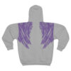 Unisex Zip Hoodie-Lavender Feather Shoulder Accent-Hand Drawn Detail - Image 2