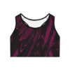 Racerback Sports Bra-Black/Burgundy Feather Print-Hand Drawn Detail