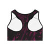 Racerback Sports Bra-Black/Burgundy Feather Print-Hand Drawn Detail - Image 2