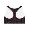 Racerback Sports Bra-Black/Burgundy Feather Print-Hand Drawn Detail - Image 6