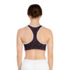 Racerback Sports Bra-Black/Burgundy Feather Print-Hand Drawn Detail - Image 8