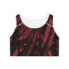 Racerback Sports Bra-Black/Coral Feather Print-Hand Drawn Detail - Image 5