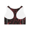 Racerback Sports Bra-Black/Coral Feather Print-Hand Drawn Detail - Image 6