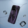 Phone Case-Impact Resistant-Black/Lavender Feather Design-Hand Drawn Detail - Image 3