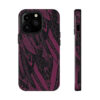 Phone Case-Impact Resistant-Black/Burgundy Feather Design-Hand Drawn Detail - Image 10