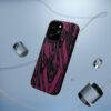 Phone Case-Impact Resistant-Black/Burgundy Feather Design-Hand Drawn Detail - Image 12