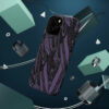 Phone Case-Impact Resistant-Black/Lavender Feather Design-Hand Drawn Detail - Image 11