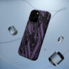 Phone Case-Impact Resistant-Black/Lavender Feather Design-Hand Drawn Detail - Image 12