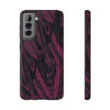 Phone Case-Impact Resistant-Black/Burgundy Feather Design-Hand Drawn Detail - Image 39