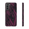 Phone Case-Impact Resistant-Black/Burgundy Feather Design-Hand Drawn Detail - Image 41