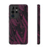 Phone Case-Impact Resistant-Black/Burgundy Feather Design-Hand Drawn Detail - Image 43