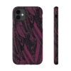 Phone Case-Impact Resistant-Black/Burgundy Feather Design-Hand Drawn Detail - Image 21