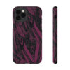 Phone Case-Impact Resistant-Black/Burgundy Feather Design-Hand Drawn Detail - Image 23