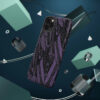 Phone Case-Impact Resistant-Black/Lavender Feather Design-Hand Drawn Detail - Image 26