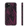 Phone Case-Impact Resistant-Black/Burgundy Feather Design-Hand Drawn Detail - Image 25