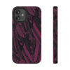 Phone Case-Impact Resistant-Black/Burgundy Feather Design-Hand Drawn Detail - Image 15