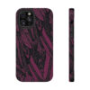 Phone Case-Impact Resistant-Black/Burgundy Feather Design-Hand Drawn Detail - Image 17