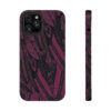 Phone Case-Impact Resistant-Black/Burgundy Feather Design-Hand Drawn Detail - Image 19