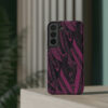 Phone Case-Impact Resistant-Black/Burgundy Feather Design-Hand Drawn Detail - Image 29