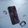 Phone Case-Impact Resistant-Black/Lavender Feather Design-Hand Drawn Detail - Image 30