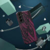 Phone Case-Impact Resistant-Black/Burgundy Feather Design-Hand Drawn Detail - Image 28