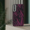 Phone Case-Impact Resistant-Black/Burgundy Feather Design-Hand Drawn Detail - Image 33