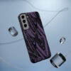 Phone Case-Impact Resistant-Black/Lavender Feather Design-Hand Drawn Detail - Image 34