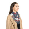 Chiffon Scarf-Blue/Red Feather Design-Missing Detail - Image 3
