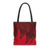 Tote Bag-Red/Black Feather Design-Hand Drawn Detail