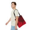 Tote Bag-Red/Black Feather Design-Hand Drawn Detail - Image 3
