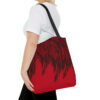 Tote Bag-Red/Black Feather Design-Hand Drawn Detail - Image 4