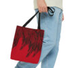 Tote Bag-Red/Black Feather Design-Hand Drawn Detail - Image 8
