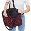 Weekender Tote Bag-Black/Coral Feather Design-Hand Drawn Detail - Image 7