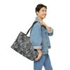 Weekender Tote Bag-Black/White Feather Design-Hand Drawn Detail - Image 5