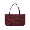 Weekender Tote Bag-Black/Coral Feather Design-Hand Drawn Detail